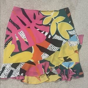 BCBGeneration Pink and Yellow Asymmetrical Skirt